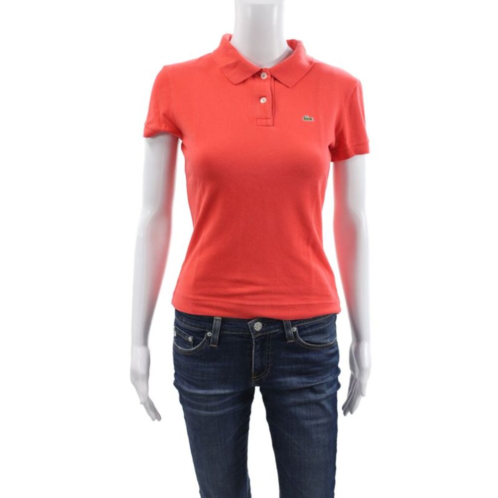 Lacoste Womens Basic Red Cotton Collared Short Sleeve Polo Size 40